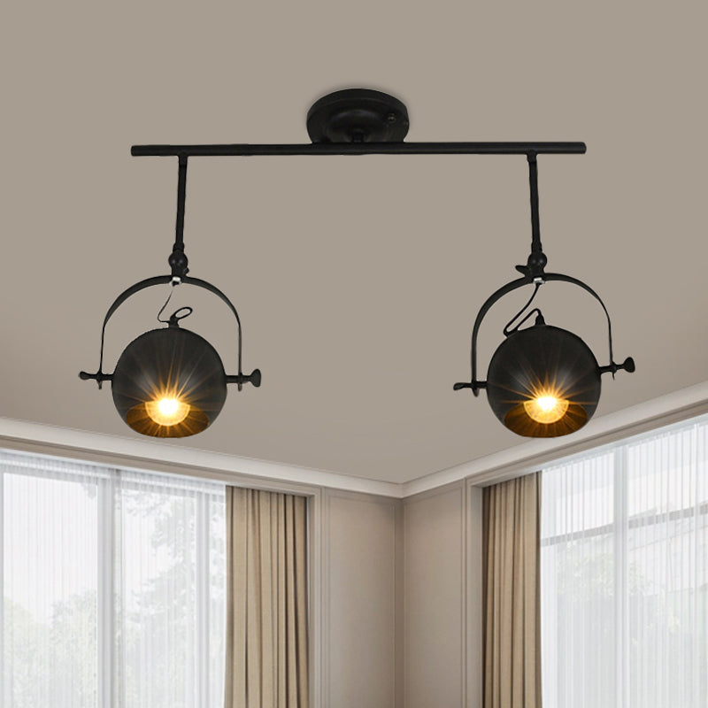 2/3/4-Bulb Ball Shade Track Light Industrial Style Black Metallic Rotatable Semi Flush Mount Light for Living Room Clearhalo 'Ceiling Lights' 'Close To Ceiling Lights' 'Close to ceiling' 'Semi-flushmount' Lighting' 460040