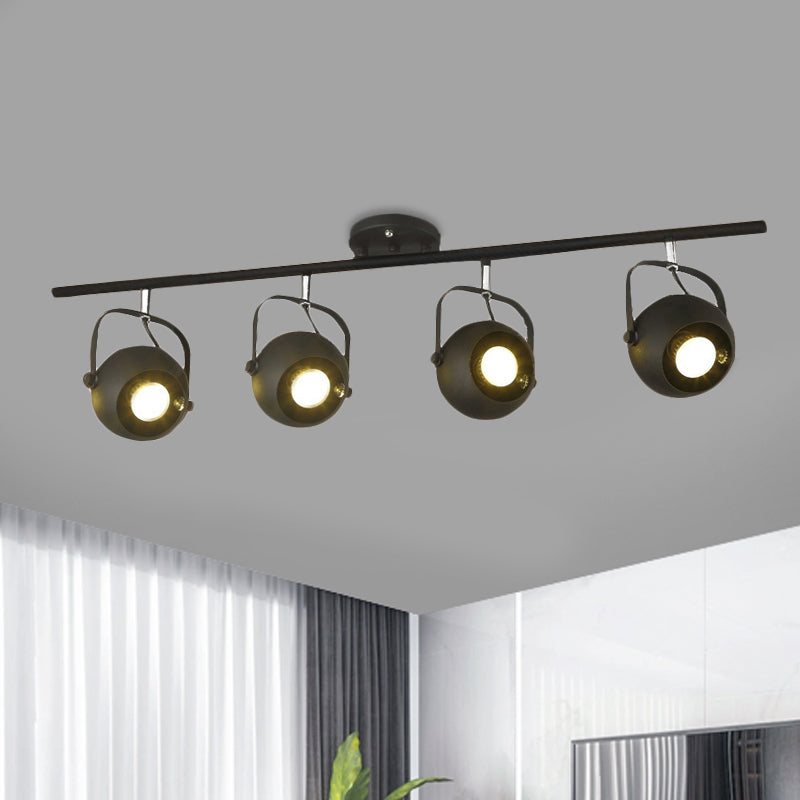 2/3/4-Bulb Ball Shade Track Light Industrial Style Black Metallic Rotatable Semi Flush Mount Light for Living Room Clearhalo 'Ceiling Lights' 'Close To Ceiling Lights' 'Close to ceiling' 'Semi-flushmount' Lighting' 460042