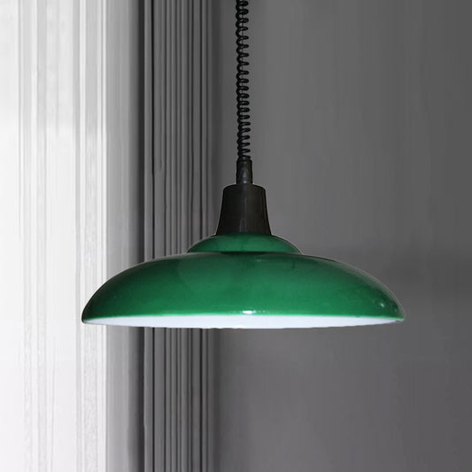 Black/Green Bowl Shade Hanging Fixture Industrial Style Metal 1 Light Living Room Pendant Light with Adjustable Cord Green Clearhalo 'Art Deco Pendants' 'Black' 'Cast Iron' 'Ceiling Lights' 'Ceramic' 'Crystal' 'Industrial Pendants' 'Industrial' 'Metal' 'Middle Century Pendants' 'Pendant Lights' 'Pendants' 'Rustic Pendants' 'Tiffany' Lighting' 460103