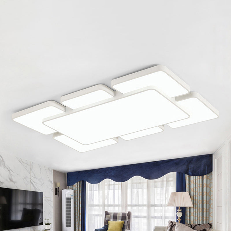 Squared/Rectangular Shade Bedroom Ceiling Flush Light Acrylic 20.5"/24.5" W 5/7 Lights Modernist Style Flush Mount Lamp in Black/White Clearhalo 'Ceiling Lights' 'Close To Ceiling Lights' 'Close to ceiling' 'Flush mount' Lighting' 460166