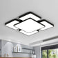 Squared/Rectangular Shade Bedroom Ceiling Flush Light Acrylic 20.5"/24.5" W 5/7 Lights Modernist Style Flush Mount Lamp in Black/White Clearhalo 'Ceiling Lights' 'Close To Ceiling Lights' 'Close to ceiling' 'Flush mount' Lighting' 460167