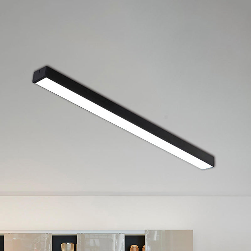 Black/Silver Linear Flush Mount Lamp Minimal Metal Led 23.5"/35.5"/47" Wide Flush Light Fixture for Office Clearhalo 'Ceiling Lights' 'Close To Ceiling Lights' 'Close to ceiling' 'Flush mount' Lighting' 460181
