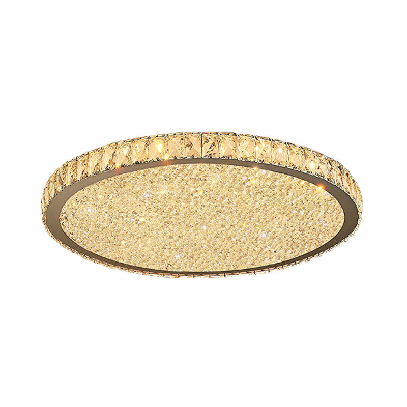 8.5"/14"/18" Wide Circular Flush Mount Light Modern Crystal 1-Light Clear/Amber LED Ceiling Light Fixture in Warm/White Light Clearhalo 'Ceiling Lights' 'Close To Ceiling Lights' 'Close to ceiling' 'Flush mount' Lighting' 460215