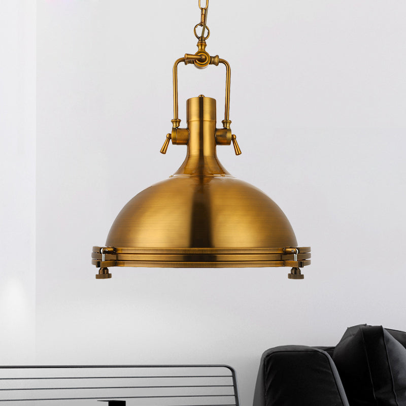 Antique Brass/Brass/Copper Finish 1 Light Pendant Lighting Industrial Metal Domed Ceiling Fixture with Frosted Diffuser Clearhalo 'Art Deco Pendants' 'Cast Iron' 'Ceiling Lights' 'Ceramic' 'Crystal' 'Industrial Pendants' 'Industrial' 'Metal' 'Middle Century Pendants' 'Pendant Lights' 'Pendants' 'Tiffany' Lighting' 460260