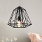 1 Head Ceiling Hanging Light Retro Style Geometric Cage Shade Metallic Suspension Lamp in Black/White Clearhalo 'Art Deco Pendants' 'Black' 'Cast Iron' 'Ceiling Lights' 'Ceramic' 'Crystal' 'Industrial Pendants' 'Industrial' 'Metal' 'Middle Century Pendants' 'Pendant Lights' 'Pendants' 'Rustic Pendants' 'Tiffany' Lighting' 460310