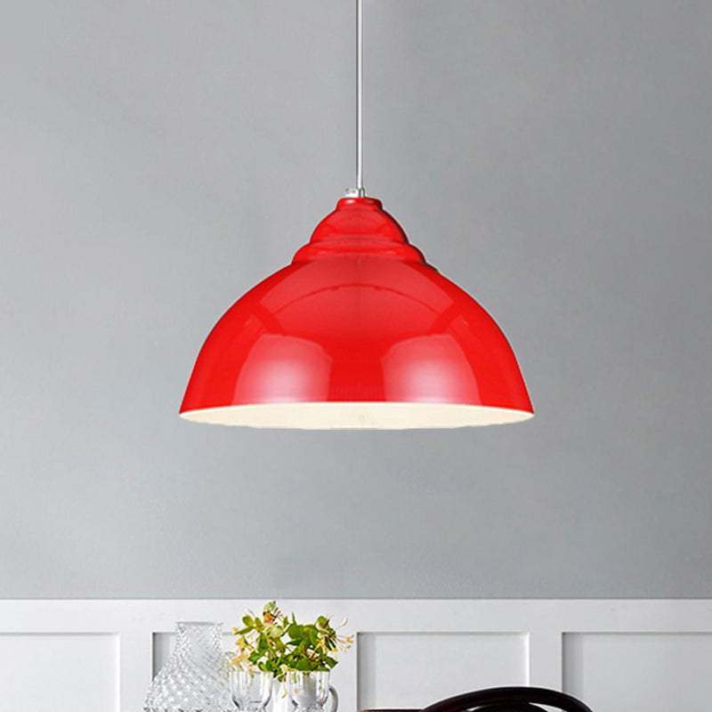 1 Bulb Ceiling Fixture with Domed Shade Metal Industrial Stylish Kitchen Pendant Lamp in Yellow/White Clearhalo 'Ceiling Lights' 'Modern Pendants' 'Modern' 'Pendant Lights' 'Pendants' Lighting' 460344