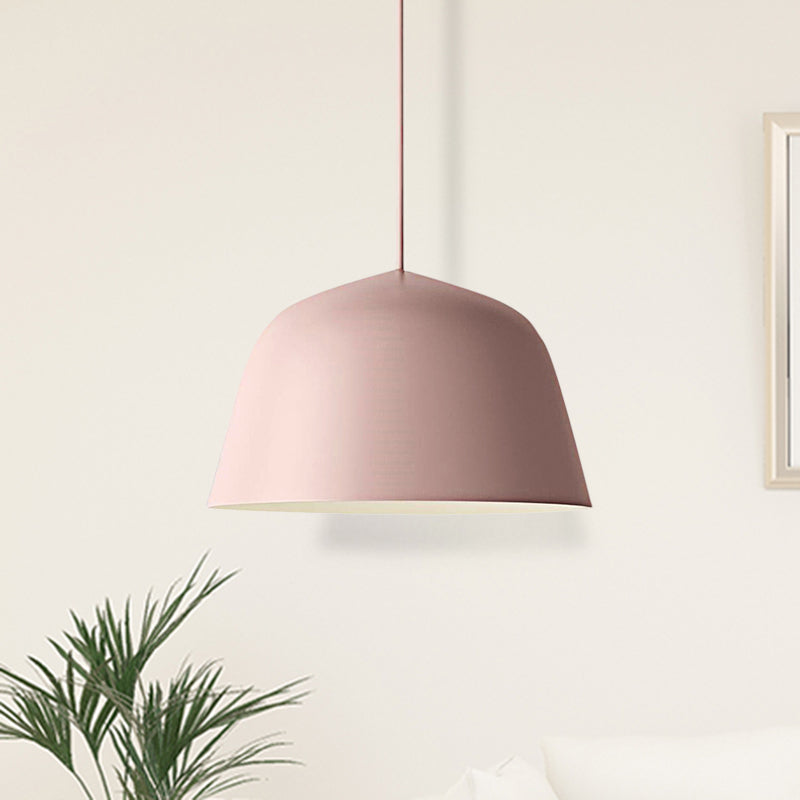 Nordic Style Dome Shade Hanging Ceiling Light 10"/16" Dia 1 Light Metal Pendant Lamp in Black/Green for Bedroom Clearhalo 'Ceiling Lights' 'Modern Pendants' 'Modern' 'Pendant Lights' 'Pendants' Lighting' 460355