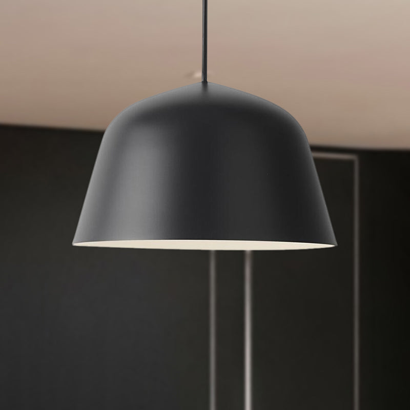 Nordic Style Dome Shade Hanging Ceiling Light 10"/16" Dia 1 Light Metal Pendant Lamp in Black/Green for Bedroom Clearhalo 'Ceiling Lights' 'Modern Pendants' 'Modern' 'Pendant Lights' 'Pendants' Lighting' 460356