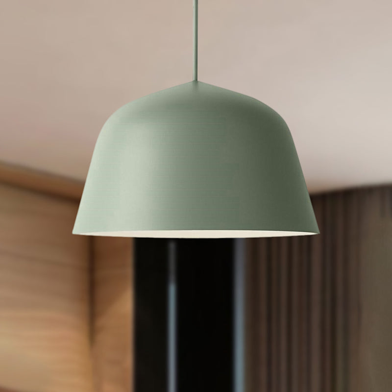 Nordic Style Dome Shade Hanging Ceiling Light 10"/16" Dia 1 Light Metal Pendant Lamp in Black/Green for Bedroom Clearhalo 'Ceiling Lights' 'Modern Pendants' 'Modern' 'Pendant Lights' 'Pendants' Lighting' 460358