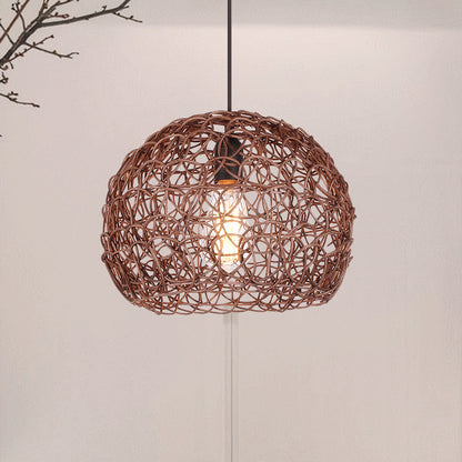 Semi Globe Hanging Ceiling Light with Adjustable Cord Loft Style 1 Light Pendant Lamp in Brown Brown Clearhalo 'Ceiling Lights' 'Modern Pendants' 'Modern' 'Pendant Lights' 'Pendants' Lighting' 460376