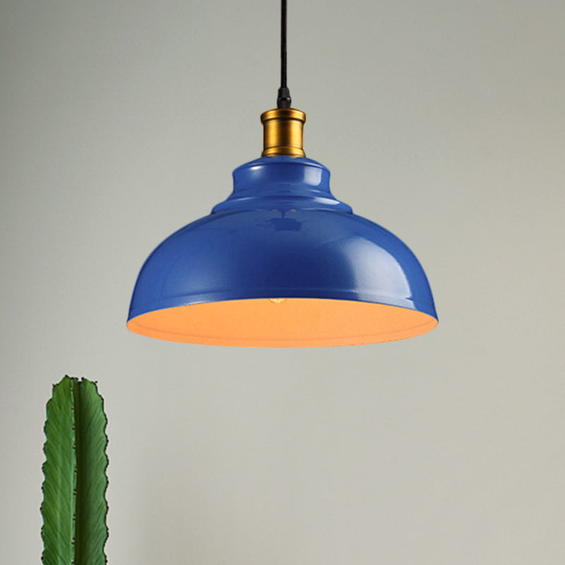 1 Head Ceiling Pendant Vintage Style Domed Metal Suspension Light with Cord in Black/Green for Living Room Clearhalo 'Art Deco Pendants' 'Cast Iron' 'Ceiling Lights' 'Ceramic' 'Crystal' 'Industrial Pendants' 'Industrial' 'Metal' 'Middle Century Pendants' 'Pendant Lights' 'Pendants' 'Tiffany' Lighting' 460402