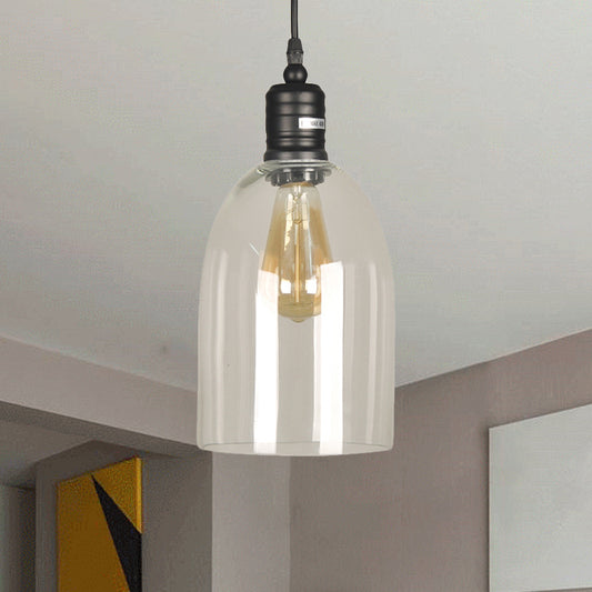 One Bulb Jug Style Pendant Lighting Fixture Industrial Black Clear Glass Hanging Ceiling Light Clearhalo 'Ceiling Lights' 'Close To Ceiling Lights' 'Glass shade' 'Glass' 'Industrial Pendants' 'Industrial' 'Middle Century Pendants' 'Pendant Lights' 'Pendants' 'Tiffany' Lighting' 460425