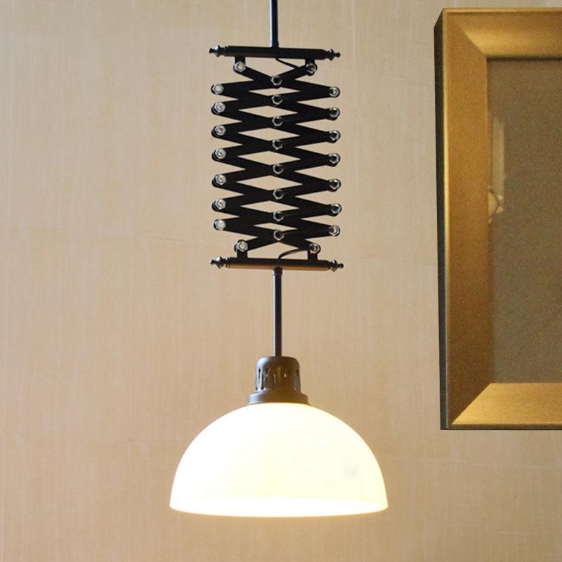 Extendable Dome Metallic Ceiling Light Industrial Style 1 Bulb Balcony Pendant Lighting in Black/White Clearhalo 'Art Deco Pendants' 'Black' 'Cast Iron' 'Ceiling Lights' 'Ceramic' 'Crystal' 'Industrial Pendants' 'Industrial' 'Metal' 'Middle Century Pendants' 'Pendant Lights' 'Pendants' 'Rustic Pendants' 'Tiffany' Lighting' 460483