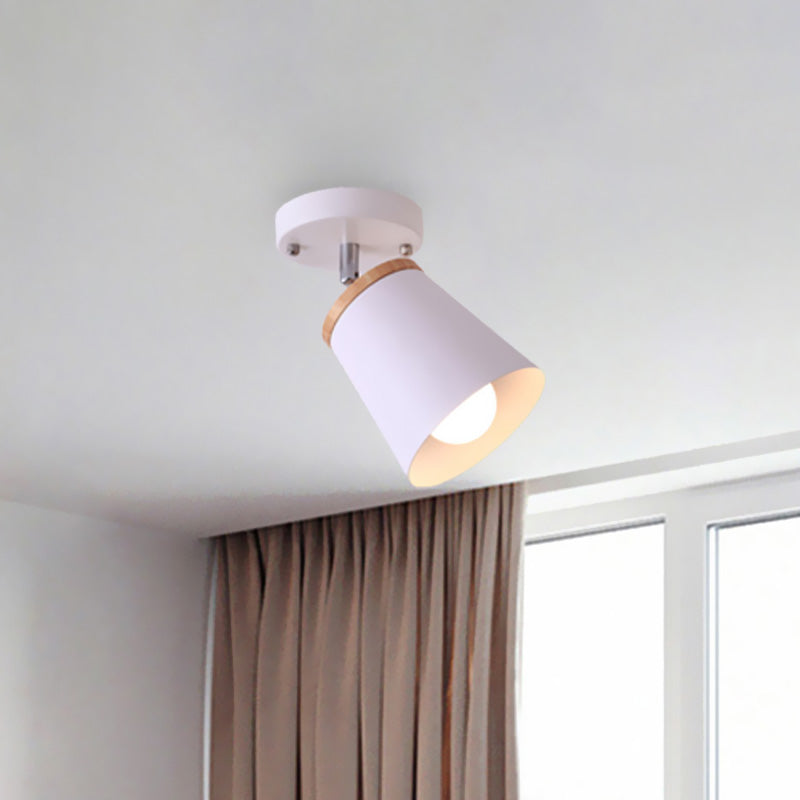 1/2/3-Bulb Semi Flush Light Modernism Tapered Shade Metal Rotatable Semi Flush Mount Light in White for Living Room Clearhalo 'Ceiling Lights' 'Close To Ceiling Lights' 'Close to ceiling' 'Semi-flushmount' Lighting' 460510