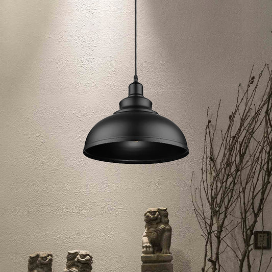 2-Pack Bowl Metallic Hanging Lamp Retro Style 1 Head Living Room Pendant Light with Adjustable Cord in Black Clearhalo 'Art Deco Pendants' 'Black' 'Cast Iron' 'Ceiling Lights' 'Ceramic' 'Crystal' 'Industrial Pendants' 'Industrial' 'Metal' 'Middle Century Pendants' 'Pendant Lights' 'Pendants' 'Rustic Pendants' 'Tiffany' Lighting' 460540
