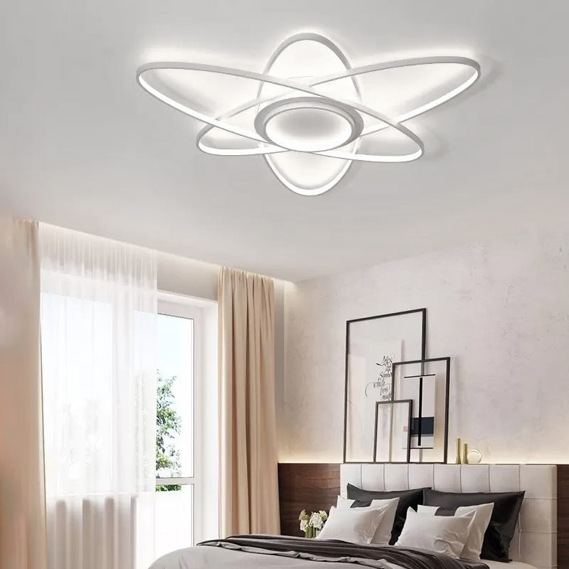 25.5"/31.5"/39" Creative Ceiling Lights Modern Acrylic and Metal Ceiling Light Fixture with Warm/White Lighting White White Clearhalo 'Ceiling Lights' 'Close To Ceiling Lights' 'Close to ceiling' 'Flush mount' Lighting' 460579