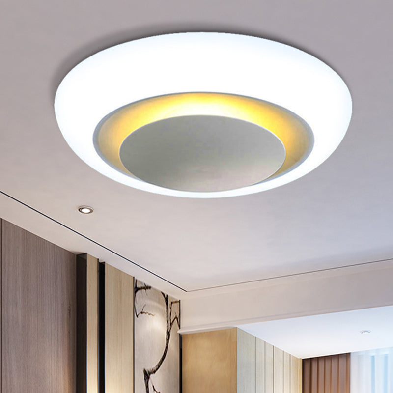 16.5"/20.5"/24.5" Unique Ceiling Light Modern Round Warm/White Flush Mount Light Fixture in White Clearhalo 'Ceiling Lights' 'Close To Ceiling Lights' 'Close to ceiling' 'Flush mount' Lighting' 460637