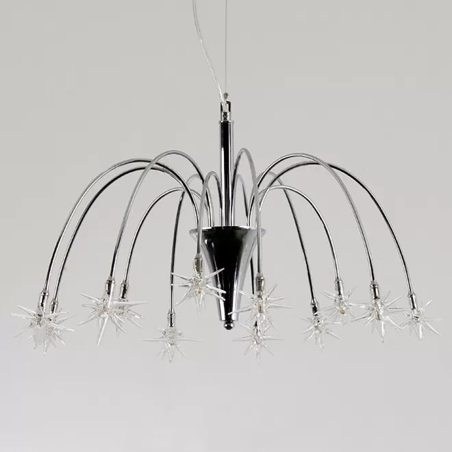 Dining Room Firework Pendant Lamp Metal Romantic Pretty Silver Finish Chandelier Clearhalo 'Ceiling Lights' 'Chandeliers' 'Close To Ceiling Lights' 'Glass shade' 'Glass' Lighting' 46084