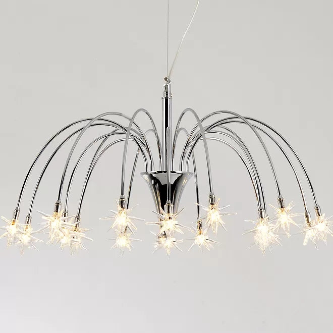 Dining Room Firework Pendant Lamp Metal Romantic Pretty Silver Finish Chandelier 18 Silver Clearhalo 'Ceiling Lights' 'Chandeliers' 'Close To Ceiling Lights' 'Glass shade' 'Glass' Lighting' 46085