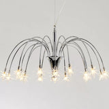 Dining Room Firework Pendant Lamp Metal Romantic Pretty Silver Finish Chandelier 18 Silver Clearhalo 'Ceiling Lights' 'Chandeliers' 'Close To Ceiling Lights' 'Glass shade' 'Glass' Lighting' 46085