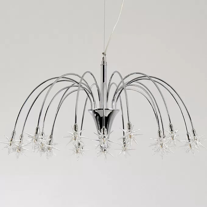 Dining Room Firework Pendant Lamp Metal Romantic Pretty Silver Finish Chandelier Clearhalo 'Ceiling Lights' 'Chandeliers' 'Close To Ceiling Lights' 'Glass shade' 'Glass' Lighting' 46086