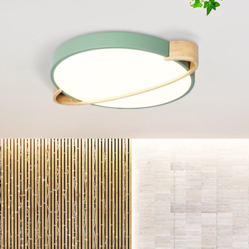 12"/16"/19.5" Dia Nordic Round Ceiling Light Fixture Metal Pink/Yellow/Green LED Flush Mount Light for Bedroom in Warm/White Clearhalo 'Ceiling Lights' 'Close To Ceiling Lights' 'Close to ceiling' 'Flush mount' Lighting' 464842