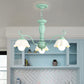Frosted Glass Scalloped Chandelier Light Traditional 3/6/8 Lights Bedroom Ceiling Pendant in White/Pink/Green Clearhalo 'Ceiling Lights' 'Chandeliers' Lighting' options 464921