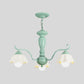 Frosted Glass Scalloped Chandelier Light Traditional 3/6/8 Lights Bedroom Ceiling Pendant in White/Pink/Green Clearhalo 'Ceiling Lights' 'Chandeliers' Lighting' options 464923