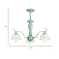 Frosted Glass Scalloped Chandelier Light Traditional 3/6/8 Lights Bedroom Ceiling Pendant in White/Pink/Green Clearhalo 'Ceiling Lights' 'Chandeliers' Lighting' options 464924