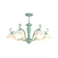 Frosted Glass Scalloped Chandelier Light Traditional 3/6/8 Lights Bedroom Ceiling Pendant in White/Pink/Green Clearhalo 'Ceiling Lights' 'Chandeliers' Lighting' options 464927