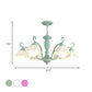 Frosted Glass Scalloped Chandelier Light Traditional 3/6/8 Lights Bedroom Ceiling Pendant in White/Pink/Green Clearhalo 'Ceiling Lights' 'Chandeliers' Lighting' options 464928