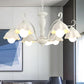 Frosted Glass Scalloped Chandelier Light Traditional 3/6/8 Lights Bedroom Ceiling Pendant in White/Pink/Green Clearhalo 'Ceiling Lights' 'Chandeliers' Lighting' options 464930