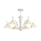 Frosted Glass Scalloped Chandelier Light Traditional 3/6/8 Lights Bedroom Ceiling Pendant in White/Pink/Green Clearhalo 'Ceiling Lights' 'Chandeliers' Lighting' options 464931