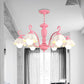 Frosted Glass Scalloped Chandelier Light Traditional 3/6/8 Lights Bedroom Ceiling Pendant in White/Pink/Green Clearhalo 'Ceiling Lights' 'Chandeliers' Lighting' options 464933