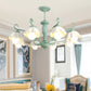 Frosted Glass Scalloped Chandelier Light Traditional 3/6/8 Lights Bedroom Ceiling Pendant in White/Pink/Green Clearhalo 'Ceiling Lights' 'Chandeliers' Lighting' options 464936