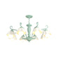 Frosted Glass Scalloped Chandelier Light Traditional 3/6/8 Lights Bedroom Ceiling Pendant in White/Pink/Green Clearhalo 'Ceiling Lights' 'Chandeliers' Lighting' options 464937