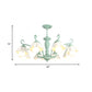 Frosted Glass Scalloped Chandelier Light Traditional 3/6/8 Lights Bedroom Ceiling Pendant in White/Pink/Green Clearhalo 'Ceiling Lights' 'Chandeliers' Lighting' options 464938