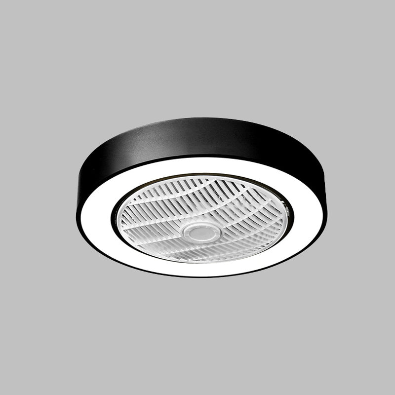 Modern Circular Fan Light LED Acrylic Semi Flush Mount Fixture in Black/White with 3 Clear Blades, 21.5" Wide Black Clearhalo 'Ceiling Fans with Lights' 'Ceiling Fans' 'Modern Ceiling Fans' 'Modern' Lighting' 465356