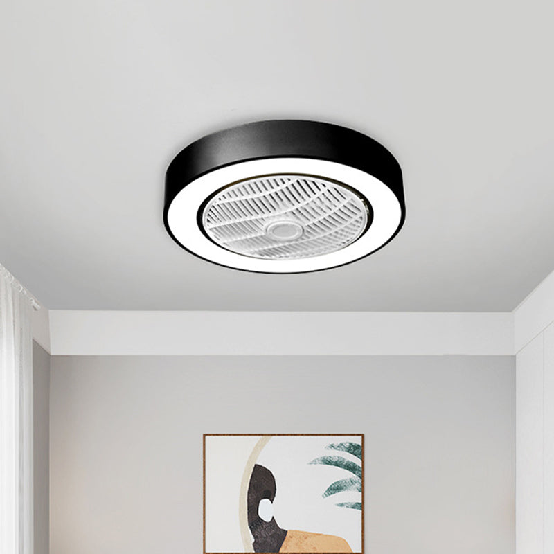 Modern Circular Fan Light LED Acrylic Semi Flush Mount Fixture in Black/White with 3 Clear Blades, 21.5" Wide Clearhalo 'Ceiling Fans with Lights' 'Ceiling Fans' 'Modern Ceiling Fans' 'Modern' Lighting' 465358