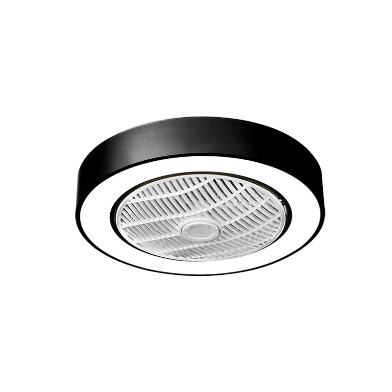 Modern Circular Fan Light LED Acrylic Semi Flush Mount Fixture in Black/White with 3 Clear Blades, 21.5" Wide Clearhalo 'Ceiling Fans with Lights' 'Ceiling Fans' 'Modern Ceiling Fans' 'Modern' Lighting' 465359