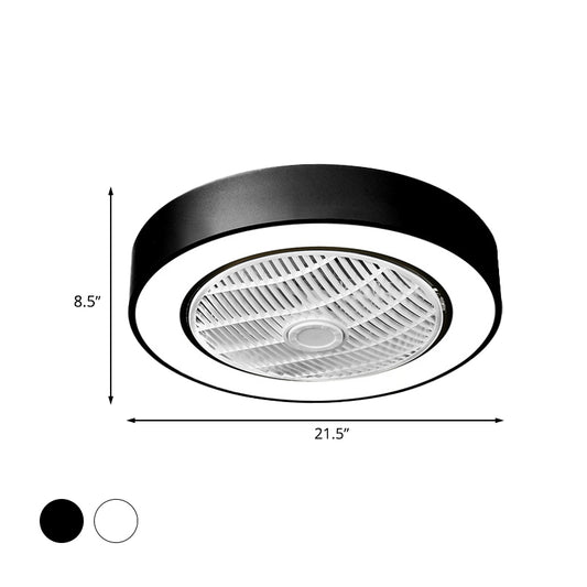 Modern Circular Fan Light LED Acrylic Semi Flush Mount Fixture in Black/White with 3 Clear Blades, 21.5" Wide Clearhalo 'Ceiling Fans with Lights' 'Ceiling Fans' 'Modern Ceiling Fans' 'Modern' Lighting' 465360