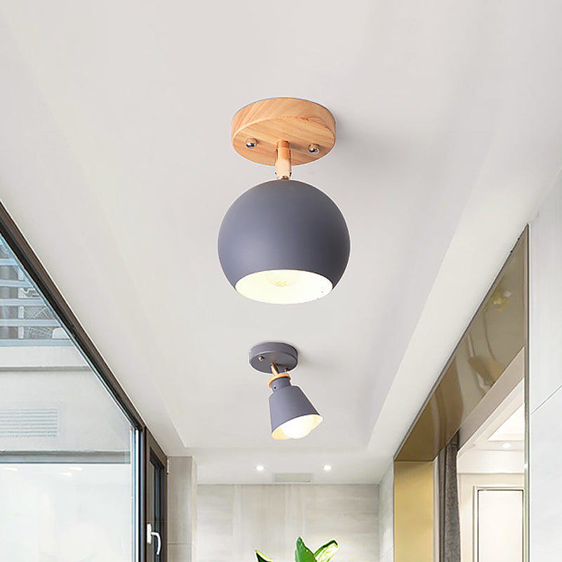 Nordic Black/Gray/White/Pink/Green Orbit Semi Flush Light Adjustable 1 Light Metal Ceiling Mount Light Fixture Clearhalo 'Ceiling Lights' 'Close To Ceiling Lights' 'Close to ceiling' 'Semi-flushmount' Lighting' 465364