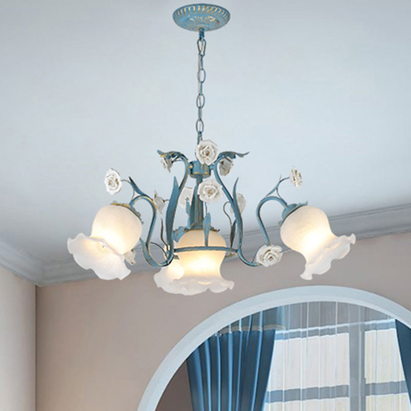 Blossom Dining Room Chandelier Korean Garden Metal 4/6/9 Heads Pink/White LED Ceiling Hang Fixture Clearhalo 'Ceiling Lights' 'Chandeliers' Lighting' options 465367