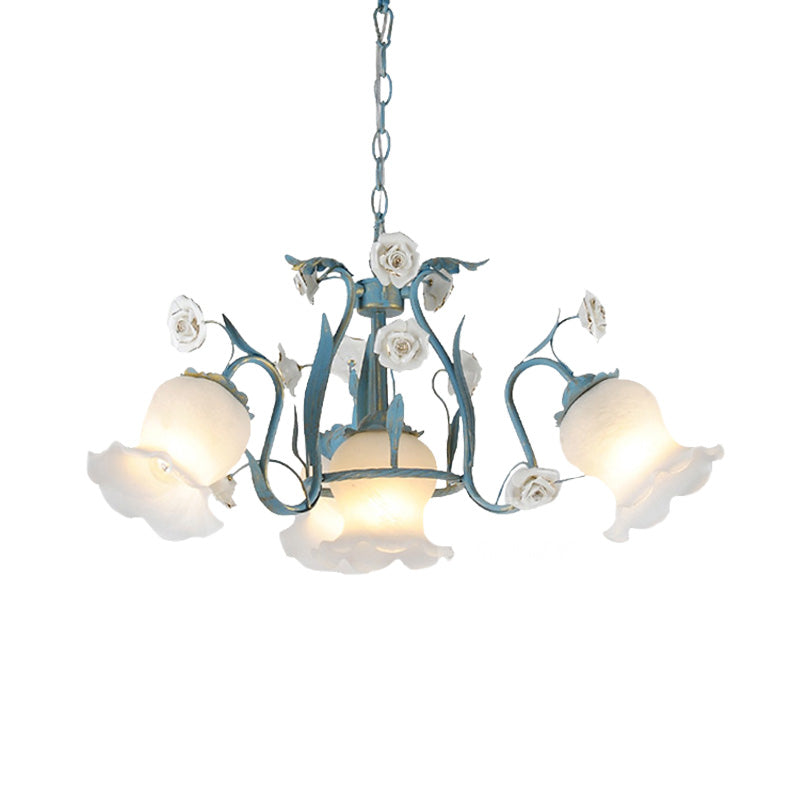 Blossom Dining Room Chandelier Korean Garden Metal 4/6/9 Heads Pink/White LED Ceiling Hang Fixture Clearhalo 'Ceiling Lights' 'Chandeliers' Lighting' options 465368