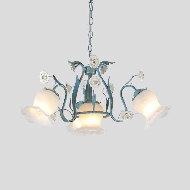 Blossom Dining Room Chandelier Korean Garden Metal 4/6/9 Heads Pink/White LED Ceiling Hang Fixture Clearhalo 'Ceiling Lights' 'Chandeliers' Lighting' options 465369