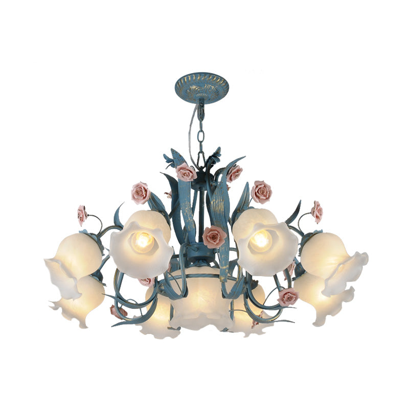 Blossom Dining Room Chandelier Korean Garden Metal 4/6/9 Heads Pink/White LED Ceiling Hang Fixture Clearhalo 'Ceiling Lights' 'Chandeliers' Lighting' options 465377
