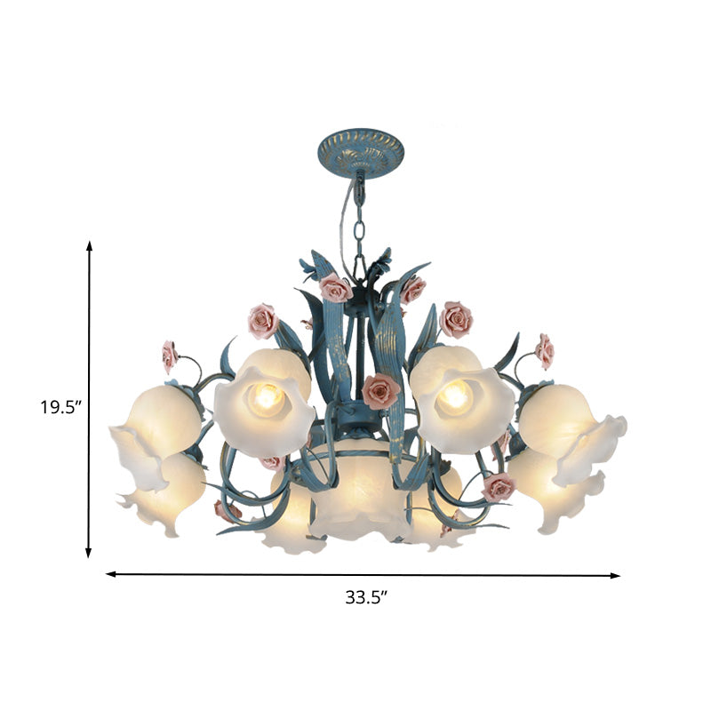 Blossom Dining Room Chandelier Korean Garden Metal 4/6/9 Heads Pink/White LED Ceiling Hang Fixture Clearhalo 'Ceiling Lights' 'Chandeliers' Lighting' options 465378