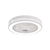 21.5" W White LED Hanging Fan Lighting Contemporary Metal Circle Semi Flush Ceiling Light for Living Room, 3 Blades Clearhalo 'Ceiling Fans with Lights' 'Ceiling Fans' 'Modern Ceiling Fans' 'Modern' Lighting' 465409