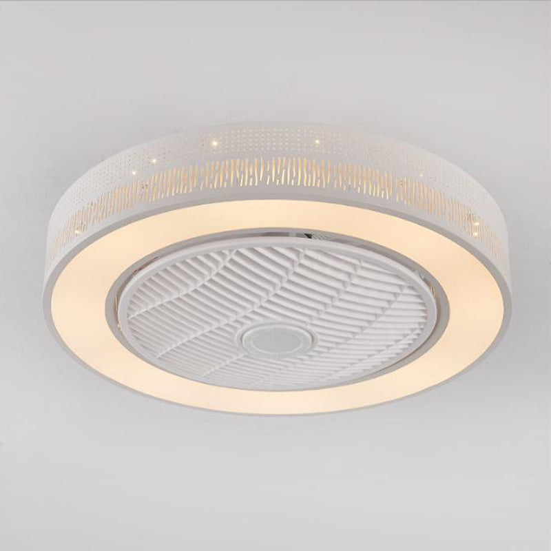 Modernist Linear/Square Fan Lighting LED Metal Semi Flush Mount Light Fixture in White for Living Room, 21.5" Wide Clearhalo 'Ceiling Fans with Lights' 'Ceiling Fans' 'Modern Ceiling Fans' 'Modern' Lighting' 465479