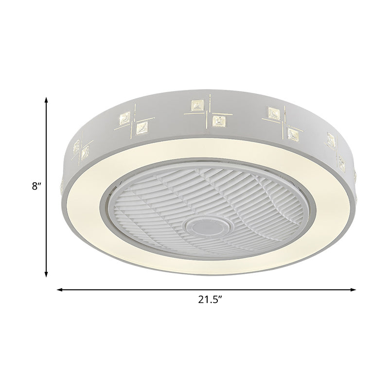 Modernist Linear/Square Fan Lighting LED Metal Semi Flush Mount Light Fixture in White for Living Room, 21.5" Wide Clearhalo 'Ceiling Fans with Lights' 'Ceiling Fans' 'Modern Ceiling Fans' 'Modern' Lighting' 465484